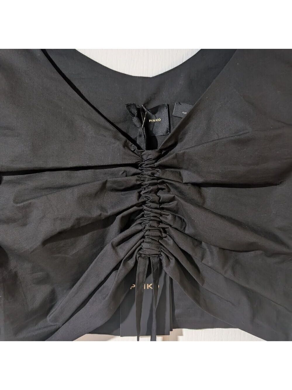 PINKO | Venezia Puff Sleeve Crop Top In Black - Picture 4 of 13